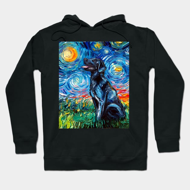 Black Labrador Night Hoodie by sagittariusgallery